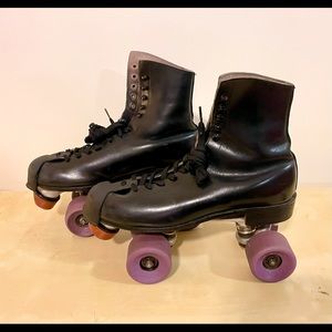 Vintage Black Leather Chicago Roller Skates Size 9